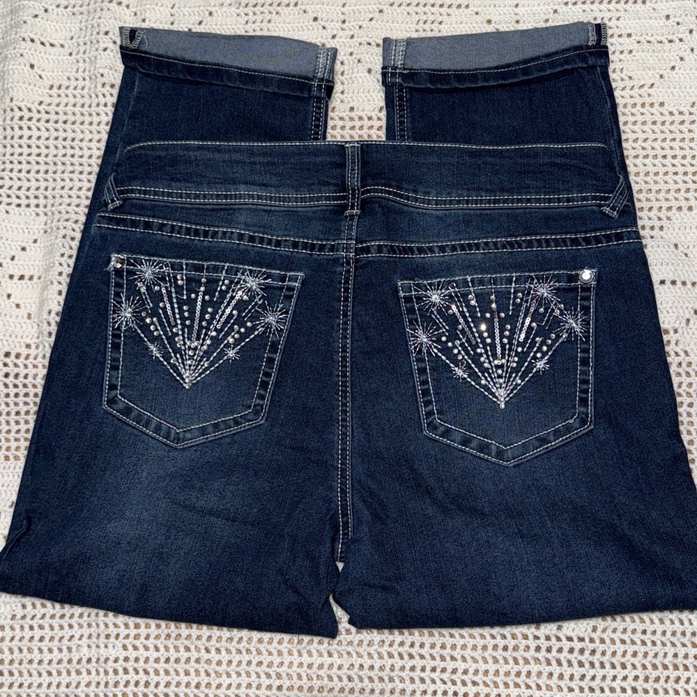 Wallflower Women's Dark Blue luscious curvy fit Ankle Jeans capris sz 11